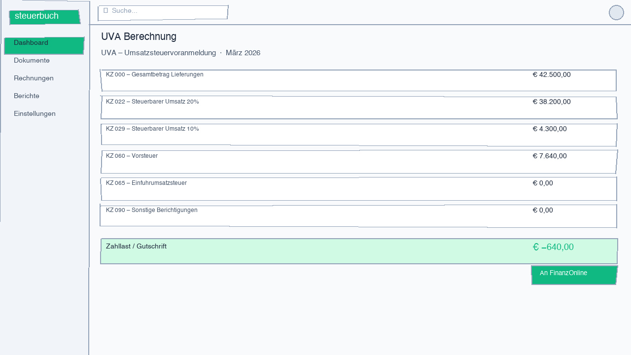 Screenshot of the sales tax calculation interface